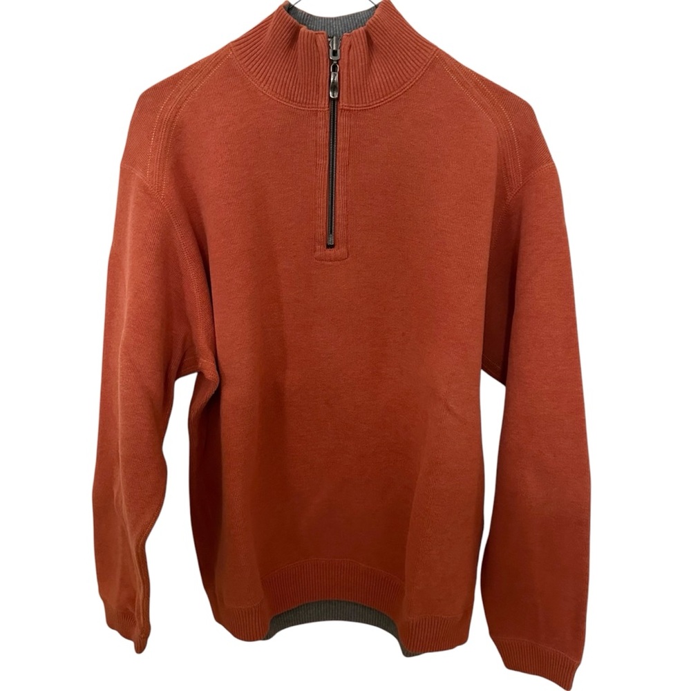 Tommy Bahama Orange & Gray Reversible Quarter Zip Sweatshirt Size SP